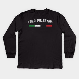 Free Palestine // Retro Style Design Kids Long Sleeve T-Shirt